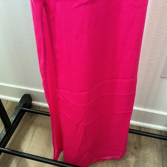 Show Me Your MuMu hot pink Winslet cowl neck slip gown size large - Picture 6 of 16
